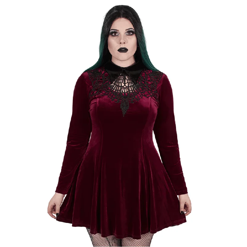Fashionable Velvet Lace-up Dress - Gothic Elegance Beaded unclassified dresses