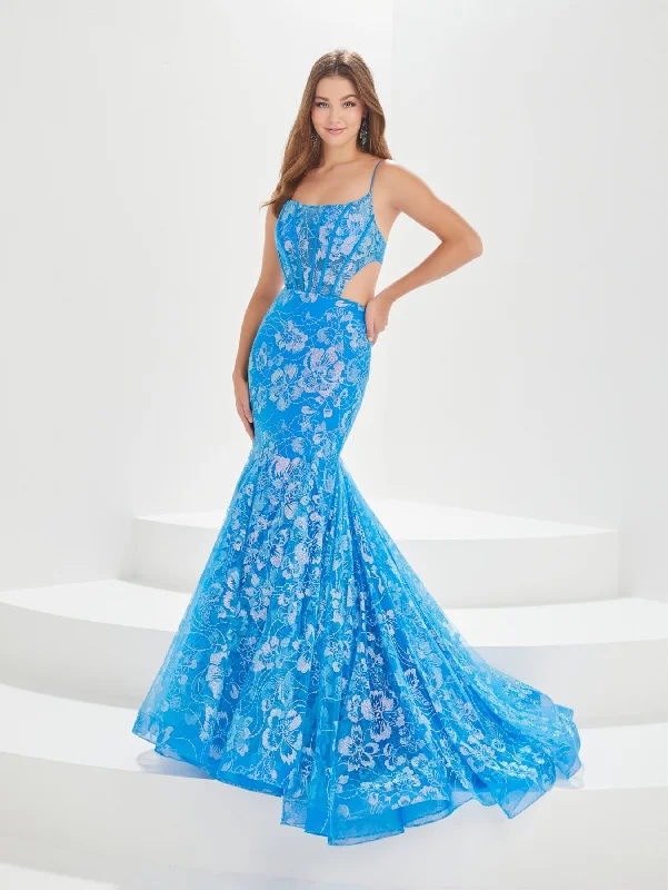 Glitter Print Corset Mermaid Dress by Tiffany Designs 16011 Club unclassified dresses