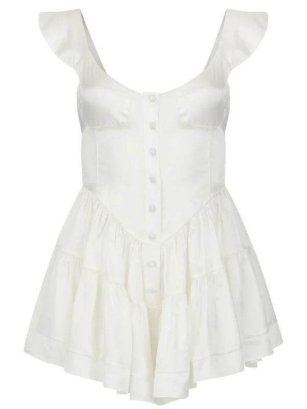 The Elisabeth Romper Dress - White Silk Sexy unclassified dresses