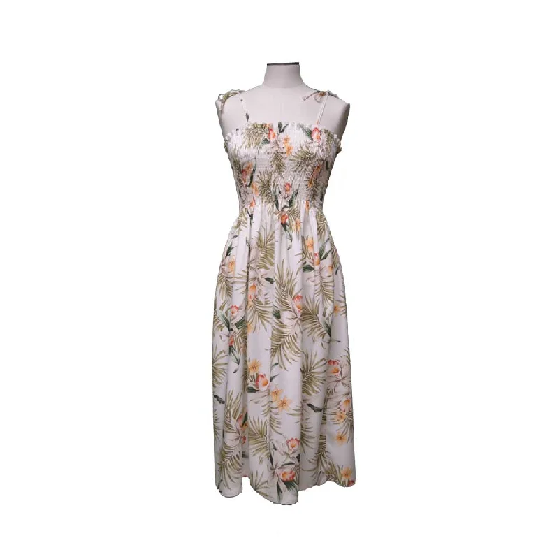 Classic Orchid White Smocked Hawaiian Dress Best-selling unclassified dresses
