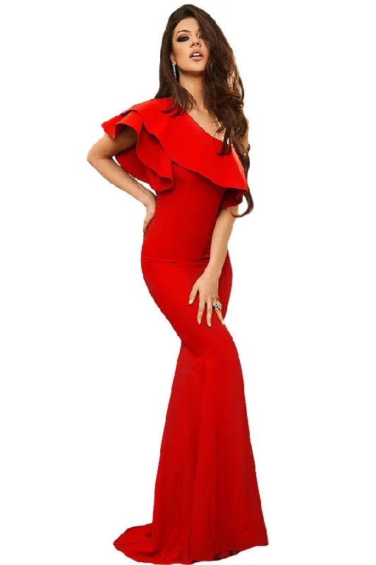 Sexy Red Ruffle One Shoulder Elegant Mermaid Dress Breathable unclassified dresses
