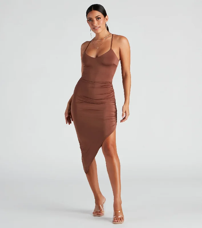 Show Me Off V-Neck Slit Midi Dress Designer unclassified dresses
